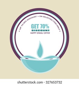 Vector illustration or greeting card for Diwali festival with Diwali elements.