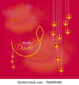 Vector illustration or greeting card of Diwali festival with stylish beautiful oil lamp and Diwali elements,Diwali SALE, Diwali Special offer background.