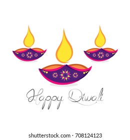 Vector illustration or greeting card for Diwali festival with Diwali elements.