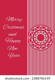 Vector illustration of a greeting card in festive red color. Christmas and New Year.