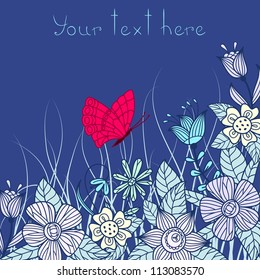 Vector illustration greeting card with floral pattern.