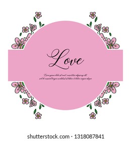 Vector illustration greeting card flower with lettering love hand drawn