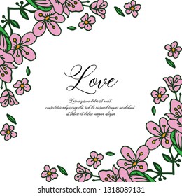 Vector illustration greeting card flower with lettering love hand drawn