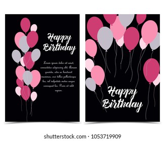 Vector illustration greeting card with flying balloons with place for text. Happy Birthday
