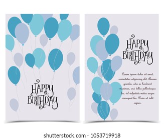 Vector illustration greeting card with flying balloons with place for text. Happy Birthday