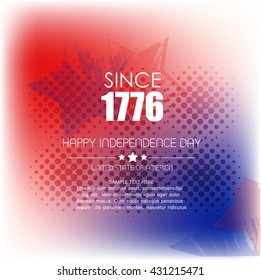 Vector illustration or greeting card for fourth of july, Independence day of America.
