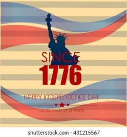 Vector illustration or greeting card for fourth of july, Independence day of America.