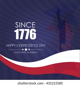 Vector illustration or greeting card for fourth of july, Independence day of America.