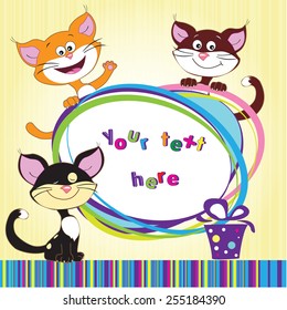 The vector illustration "Greeting card funny cats" for design