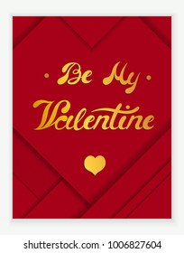Vector illustration: a greeting card with  hand drawn unique typography slogan for decoration, prints and posters. Design elements isolated on red geometric background for Valentine's Day.