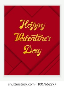 Vector illustration: a greeting card with  hand drawn unique typography slogan for decoration, prints and posters. Design elements isolated on red geometric background for Valentine's Day.
