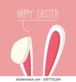 Vector illustration: greeting card Happy Easter with cute bunny ears