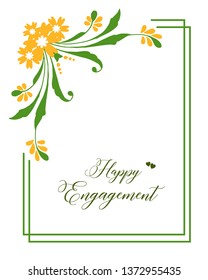 Vector illustration greeting card happy engagement with various floral frame of hand drawn