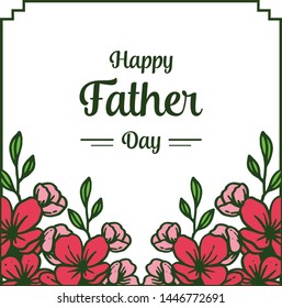 Vector illustration greeting card happy father day with pattern wreath frame