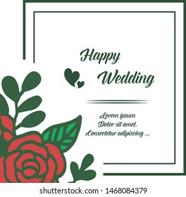 Vector illustration greeting card happy day with frame wreath orange