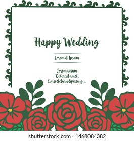 Vector illustration greeting card happy day with frame wreath orange