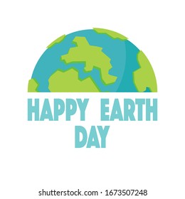 Vector illustration greeting card Happy Earth Day, planet Earth with signature