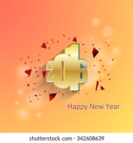 Vector illustration or greeting card for happy new year 2016, year of the monkey.