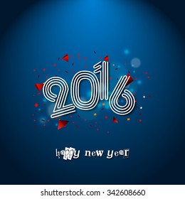 Vector illustration or greeting card for happy new year 2016, year of the monkey.