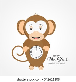 Vector illustration or greeting card for happy new year 2016, year of the monkey 