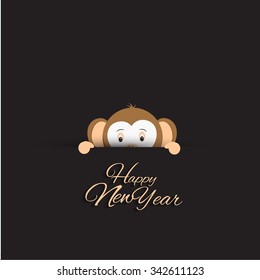 Vector illustration or greeting card for happy new year 2016, year of the monkey 