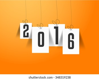 Vector illustration or greeting card for happy new year 2016, with beautiful stylish text, year of the monkey.