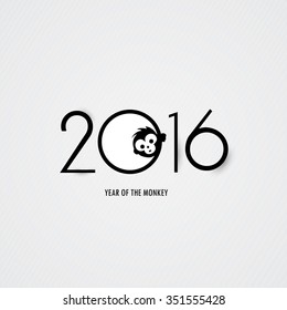 Vector illustration  or greeting card for happy new year 2016 with beautiful text effects and background, year of the monkey.