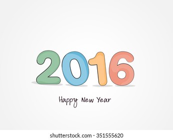 Vector illustration  or greeting card for happy new year 2016 with beautiful text effects and background, year of the monkey.
