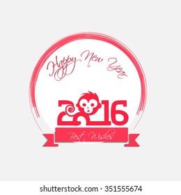 Vector illustration  or greeting card for happy new year 2016 with beautiful text effects and background, year of the monkey.