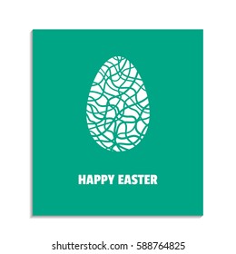 Vector illustration. Greeting card with Happy Easter. Easter egg. Decorative elements for graphic design.