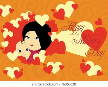 ilustración vectorial de la tarjeta de saludo para la celebración del día de la madre feliz