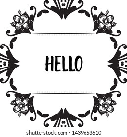 Vector illustration greeting card hello with various beautiful wreath frame