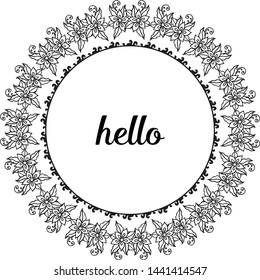 Vector illustration greeting card hello with pattern cute flower frame