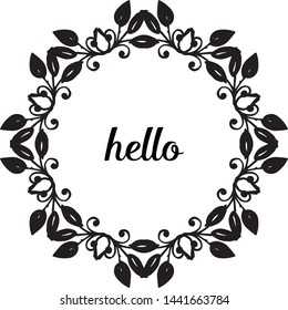Vector illustration greeting card hello with various crowd of flower frame
