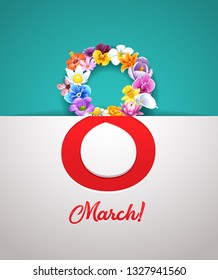 vector illustration of greeting card with International Women's Day 8 march