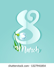 vector illustration of greeting card with International Women's Day 8 march