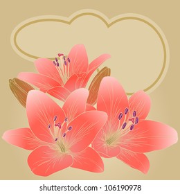 Vector illustration for greeting card with lilies.