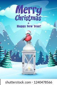 Vector illustration greeting card Merry Christmas. For web, video games, user interface, design.