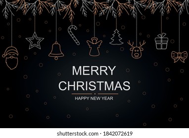 Vector illustration greeting card of Merry Christmas and Happy New Year.