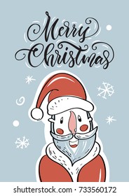 Vector illustration. Greeting card. Merry christmas. Calligraphy. Lettering.