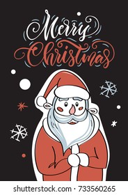 Vector illustration. Greeting card. Merry christmas. Calligraphy. Lettering.