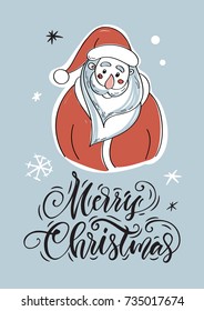 Vector illustration. Greeting card. Merry christmas. Calligraphy. Lettering.