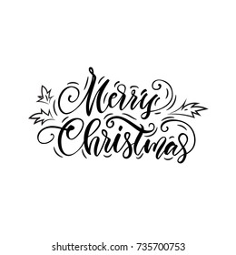 Vector illustration. Greeting card. Merry christmas. Calligraphy. Lettering.