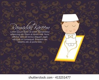 Vector illustration or greeting card for the month of ramadan, Iftar party flyer with eid and ramadan design element.