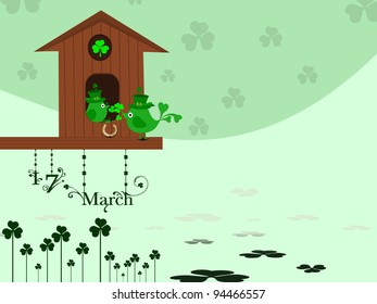 Vector illustration of a greeting card on St. Patrick's background for St. Patrick's Day.