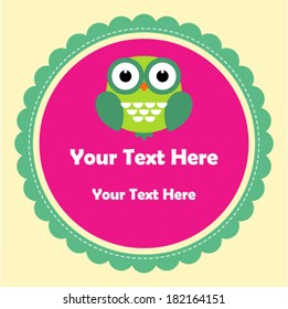 Vector illustration of greeting card with owl