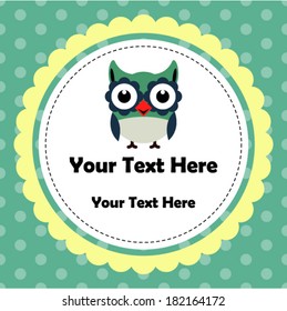 Vector illustration of greeting card with owl