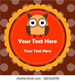 Vector illustration of greeting card with owl
