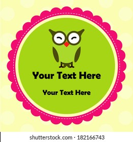 Vector illustration of greeting card with owl