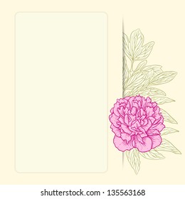 Vector illustration for greeting card with peonies.